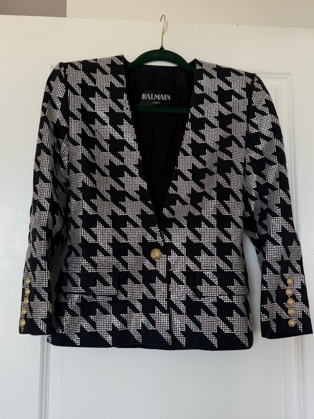 Balmain Crystal-Embellished Houndstooth Jacket 38 $1,995 - Picture 2 of 8